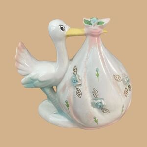 Vintage Rubens Originals Stork Planter #648 Baby Nursery Decor Japan 1950s